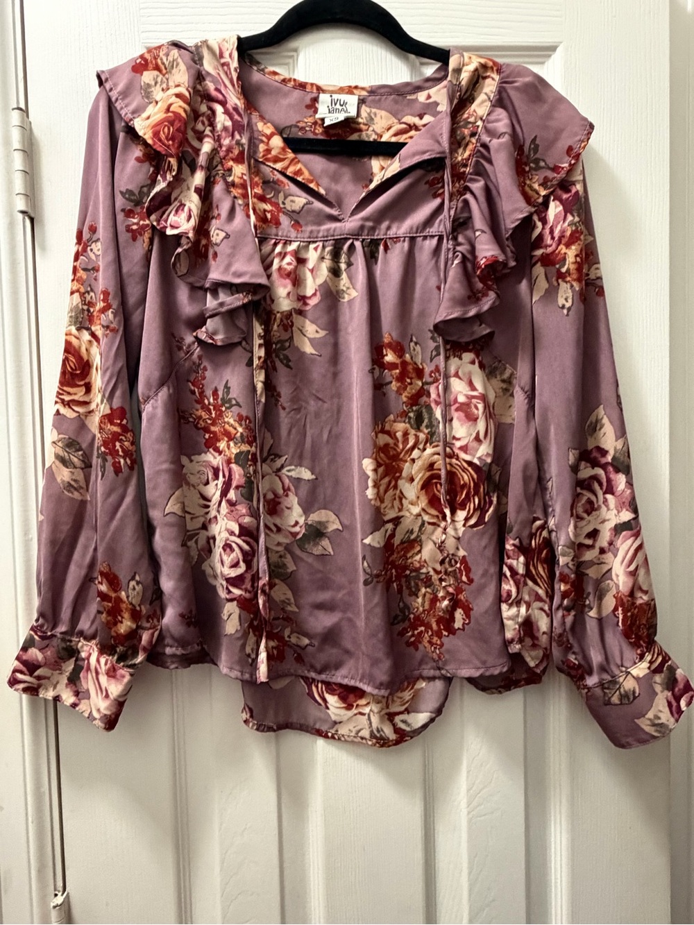 ivy jane Mauve Floral Ruffle Blouse